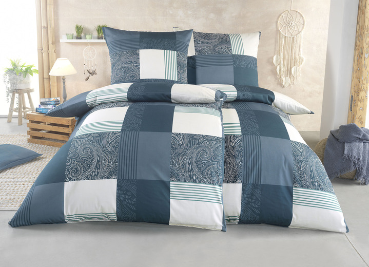 - Kuschelige Bettwäsche-Garnitur, in Größe 112 (80/80 cm + 135/200 cm) bis 115 (80/80 cm + 155/220 cm), in Farbe BLAU