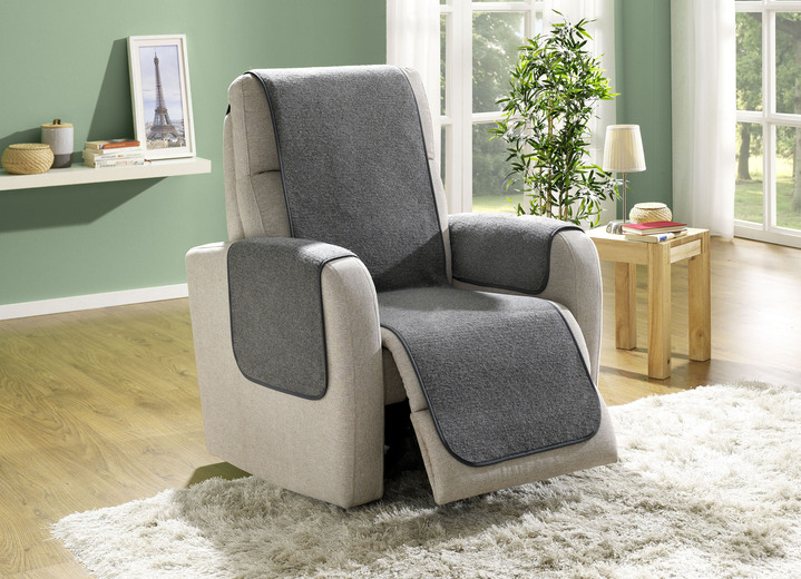 Sessel- & Sofaüberwürfe - Hochwertige Wohnaccessoires mit Bandeinfassung Ansicht 4 Sessel- & Sofaüberwürfe - Hochwertige Wohnaccessoires mit Bandeinfassung, in Größe 101 (Sesselschoner, 50x150 cm) bis 865 (2 Armlehnenschoner, 50x 70 cm), in Farbe SAND Ansicht 4