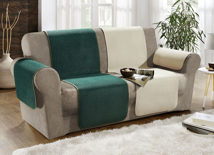 Sessel- & Sofaüberwürfe - Sessel-, Couch- und Armlehnenschoner mit Anti-Rutsch-Beschichtung, in Größe 101 (Sesselschoner, 50x150 cm) bis 865 (2 Armlehnenschoner, 50x 70 cm), in Farbe NATUR Ansicht 1