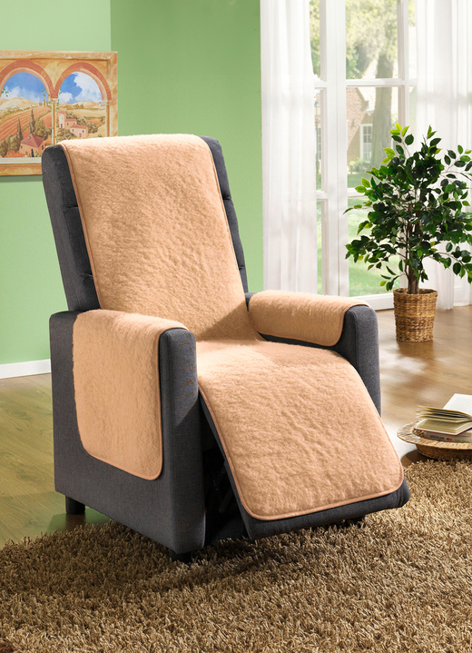 Sessel- & Sofaüberwürfe - Nicht rutschende Sessel- und Sofaschoner, in Größe 101 (Sesselschoner, 50x150 cm) bis 865 (2 Armlehnenschoner, 50x 70 cm), in Farbe CAMEL Ansicht 4