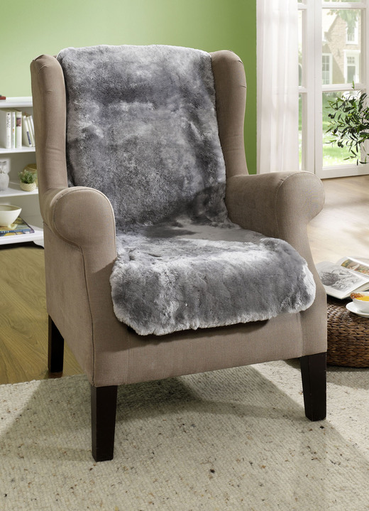 - Wohlig weiche Lammfell-Sesselschoner, in Farbe SILBER Ansicht 4