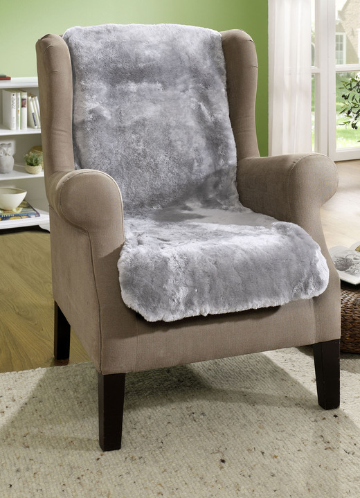 - Wohlig weiche Lammfell-Sesselschoner, in Farbe SILBER Ansicht 2