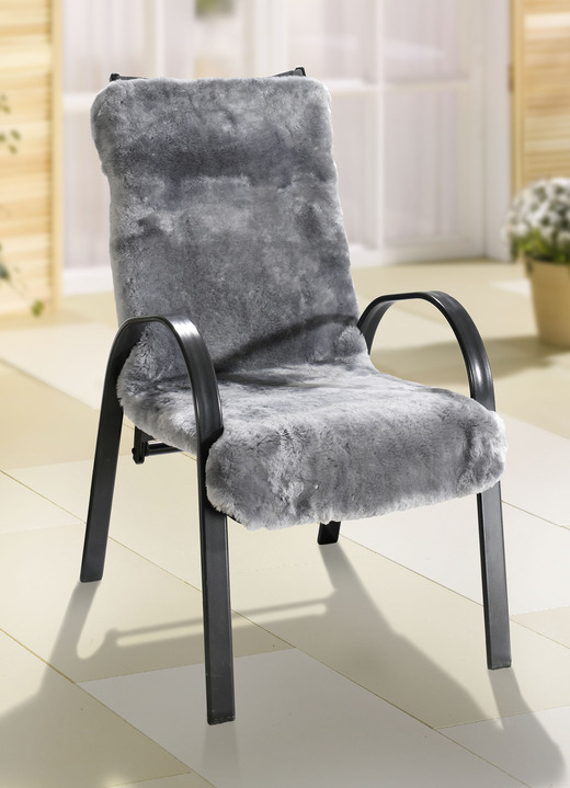 - Wohlig weiche Lammfell-Sesselschoner, in Farbe SILBER Ansicht 3