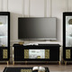 TV- & Hifi-Möbel - Möbelprogramm mit LED-Beleuchtung – Farbe SCHWARZ-GOLD – Ansicht 2 TV- & Hifi-Möbel - Möbelprogramm mit LED-Beleuchtung, in Farbe SCHWARZ-GOLD, in Ausführung Vitrine, 1-türig, links – Farbe SCHWARZ-GOLD – Ansicht 2