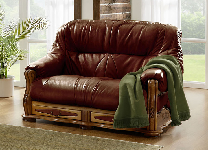 Polstergruppen - Italienische Polstermöbel mit Bezug aus echtem Leder, in Farbe CREME, in Ausführung Hocker Ansicht 13