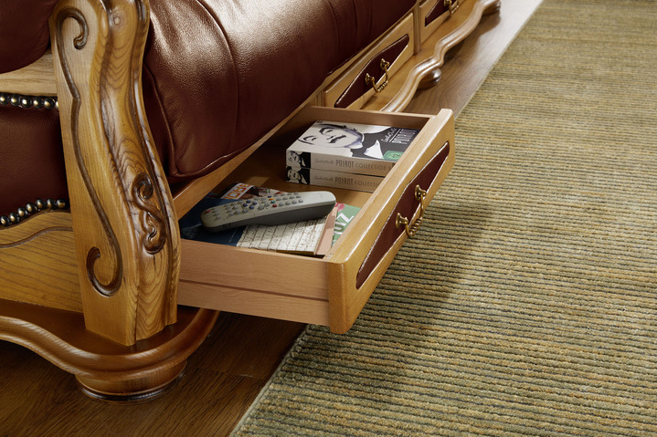 Polstergruppen - Italienische Polstermöbel mit Bezug aus echtem Leder, in Farbe CREME, in Ausführung Hocker Ansicht 7