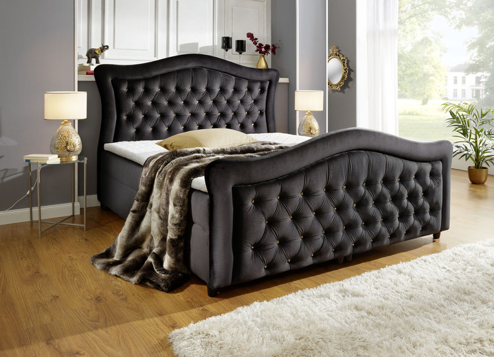 Boxspringbetten - Boxspringbett mit gepolsterten Kopf- und Fußteil Ansicht 3 Boxspringbetten - Boxspringbett mit gepolsterten Kopf- und Fußteil, in Farbe BEIGE Ansicht 3