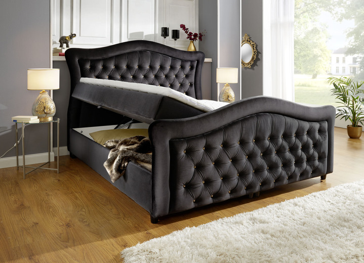 Boxspringbetten - Boxspringbett mit gepolsterten Kopf- und Fußteil Ansicht 4 Boxspringbetten - Boxspringbett mit gepolsterten Kopf- und Fußteil, in Farbe BEIGE Ansicht 4
