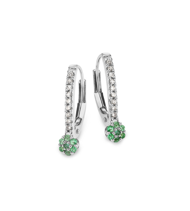 Ohrschmuck - Edle Ohrringe mit 18 Diamanten und echt Smarad, in Farbe  Ansicht 2