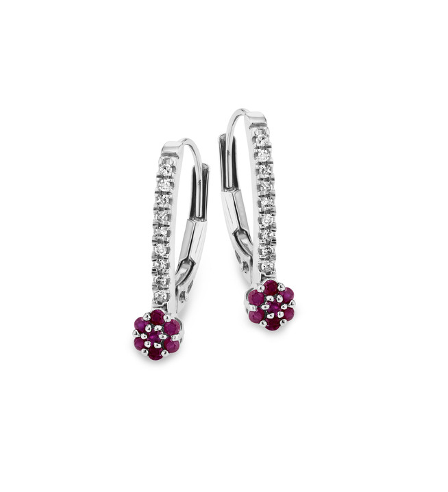 - Edle Ohrringe mit 18 Diamanten und echt Rubin, in Farbe  Ansicht 2