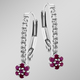 - Edle Ohrringe mit 18 Diamanten und echt Rubin, in Farbe  – Ansicht 1