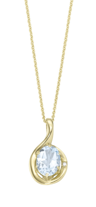 - Schicker Anhänger mit echt Aquamarin und Erbskette, in Farbe  Ansicht 2