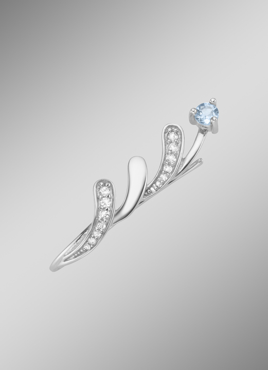 Ohrschmuck - Moderne Ohrhaken mit Blautopas und Zirkonia, in Farbe  Ansicht 2