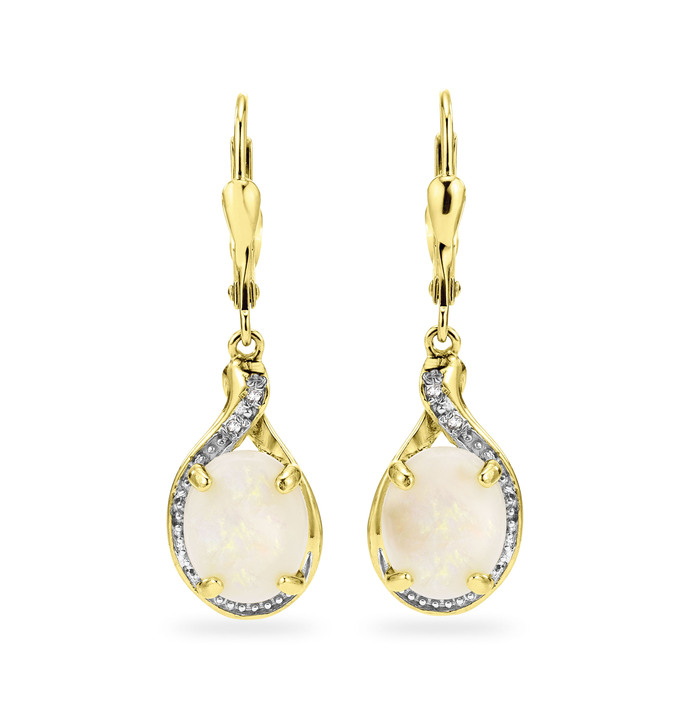 - Ohrringe mit echt Opal und Diamanten, in Farbe  Ansicht 2