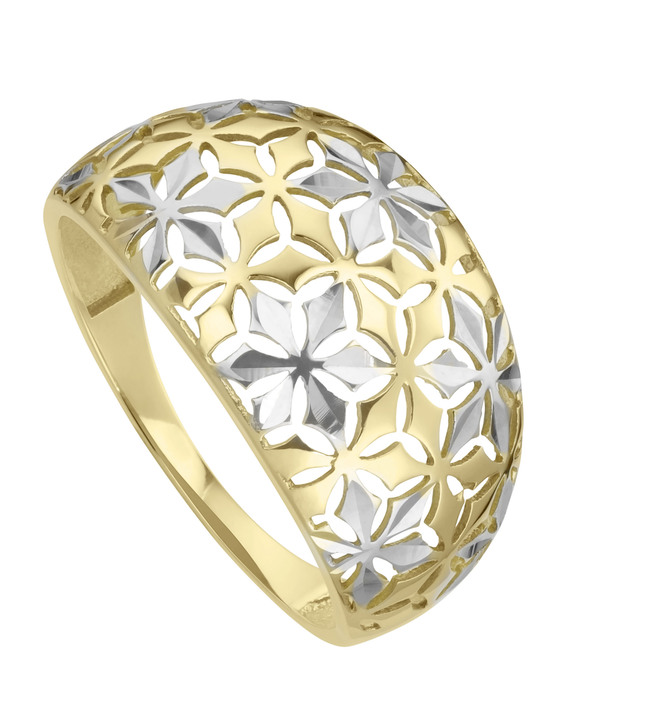 Ringe - Durchbrochener Damenring in Bicolor im Blumen-Deign Ansicht 2 Ringe - Durchbrochener Damenring in Bicolor im Blumen-Deign, in Größe 160 bis 220, in Farbe  Ansicht 2