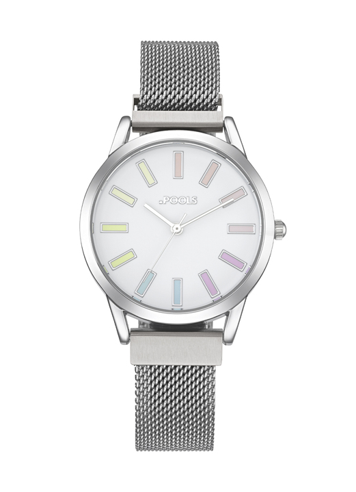 - Pools-Quartz-Damenuhr mit Edelstahl-Meshband, in Farbe  Ansicht 2