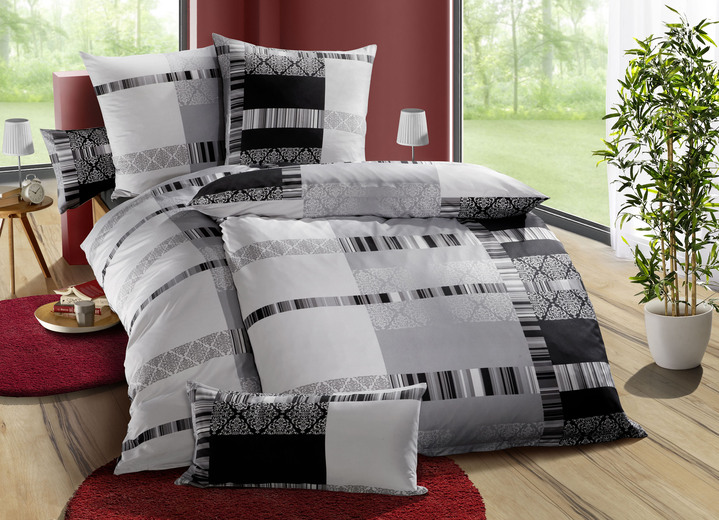 Bettwäschegarnituren - Bettwäsche-Garnitur mit Reißverschluss, in Größe 111 (40/80 cm + 135/200 cm) bis 412 (4-teiliges Sparset), in Farbe ANTHRAZIT Ansicht 2