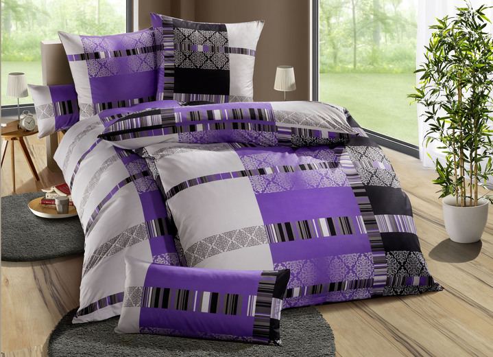 Bettwäschegarnituren - Bettwäsche-Garnitur mit Reißverschluss, in Größe 111 (40/80 cm + 135/200 cm) bis 412 (4-teiliges Sparset), in Farbe ANTHRAZIT Ansicht 4