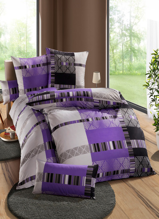 Bettwäschegarnituren - Bettwäsche-Garnitur mit Reißverschluss, in Größe 111 (40/80 cm + 135/200 cm) bis 412 (4-teiliges Sparset), in Farbe ANTHRAZIT