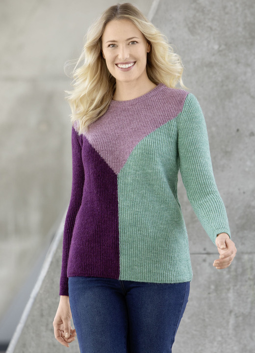 Langarm - Pullover in sehr flauschiger Qualität Langarm - Pullover in sehr flauschiger Qualität, in Größe L(44/46) bis XS(32/34), in Farbe AUBERGINE-ROSÉ-MINT