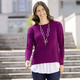 Langarm - Pullover in Strukturmix, in Größe 036 bis 052, in Farbe BEERE – Farbe BEERE – Ansicht 2
