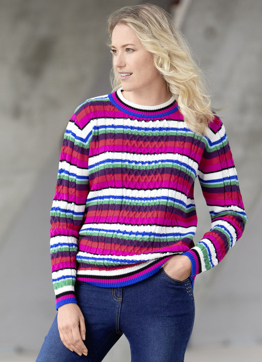 Langarm - Pullover in Strukturmix, in Größe L(44/46) bis XS(32/34), in Farbe MULTICOLOR Ansicht 1