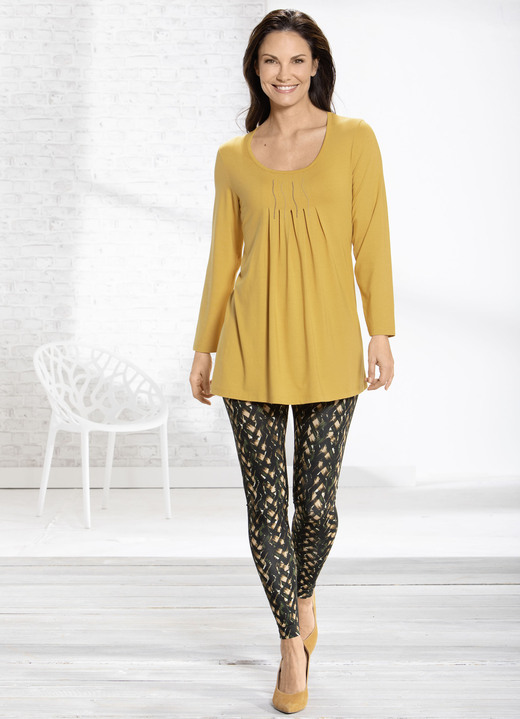 - Leggings mit farbbrillantem Inkjet-Druck, in Größe 046 bis 056, in Farbe SCHWARZ-OLIV-HONIG Ansicht 2