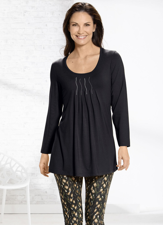 Shirts - Longshirt mit Plättchenzier in 2 Farben, in Größe 038 bis 054, in Farbe HONIG Ansicht 3