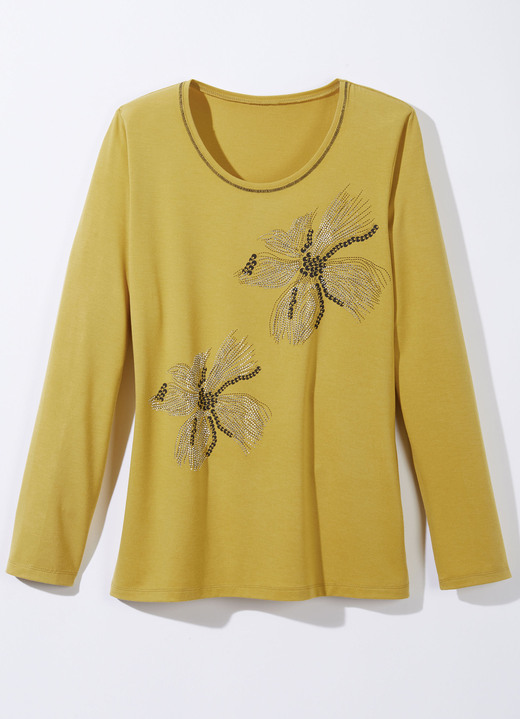 Shirts mit Strass - Shirt mit Flatlock-Naht in 2 Farben Shirts mit Strass - Shirt mit Flatlock-Naht in 2 Farben, in Größe 036 bis 052, in Farbe MESSING