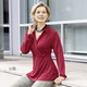 Shirts - Raffiniertes Shirt mit Polokragen in 2 Farben – Farbe ROT – Ansicht 1 Shirts - Raffiniertes Shirt mit Polokragen in 2 Farben, in Größe 038 bis 052, in Farbe SCHWARZ – Farbe ROT – Ansicht 1