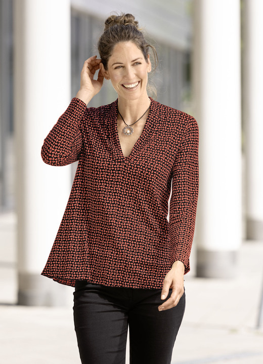 Shirts - Shirt in leicht ausgestellter Form in 2 Farben, in Größe 036 bis 046, in Farbe SCHWARZ-ECRU Ansicht 2