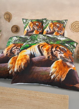 - Digitalbedruckte Bettwäsche-Garnitur, in Größe 112 (80x80 cm + 135x200 cm) bis 115 (80x80 cm + 155x220 cm), in Farbe MULTICOLOR