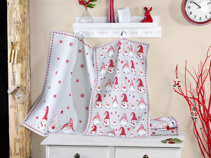 Geschirrtücher - Geschirrtücher mit Wichtelmotiv, 3er-Set, in Farbe BUNT, in Ausführung Motiv Wichtelreihe Ansicht 2