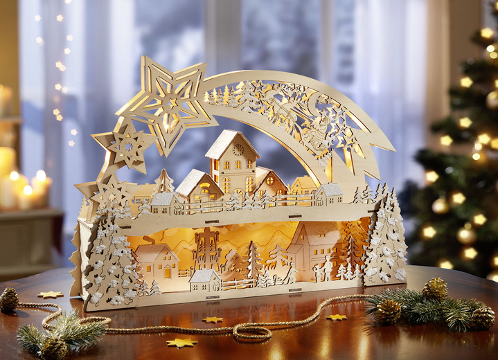 Weihnachten - Lichterbogen aus hochwertigem Holz , in Farbe NATUR Ansicht 1