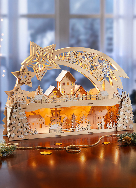 Weihnachten - Lichterbogen aus hochwertigem Holz , in Farbe NATUR Ansicht 2