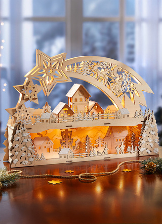 Weihnachten - Lichterbogen aus hochwertigem Holz , in Farbe NATUR