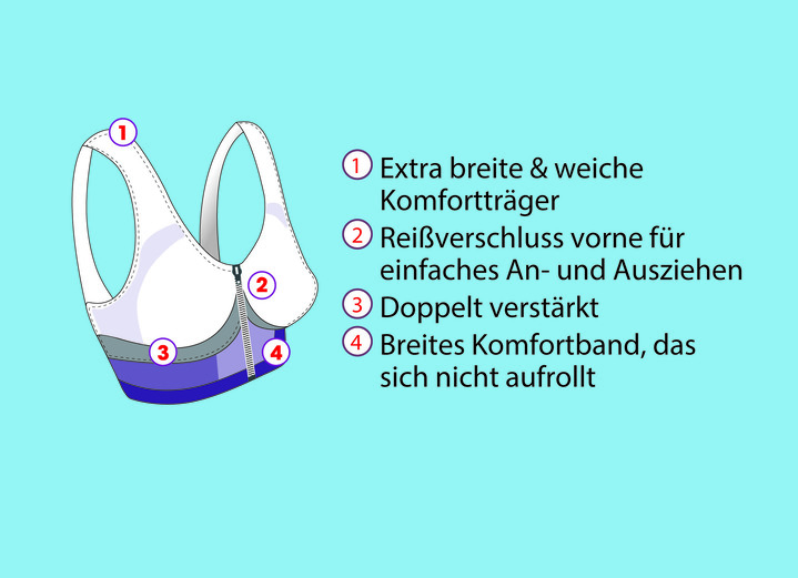 Soft-BH - Traum-BH mit Reißverschluss, 5er-Set, in Größe L bis XXL, in Farbe BEIGE-LILA-ROT-SCHWARZ-WEISS Ansicht 2