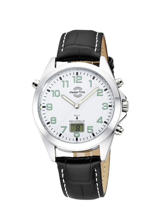 Funkuhren/Solaruhren - Master Time Funk-Herrenuhr mit Lederband Ansicht 4 Funkuhren/Solaruhren - Master Time Funk-Herrenuhr mit Lederband, in Farbe  Ansicht 4