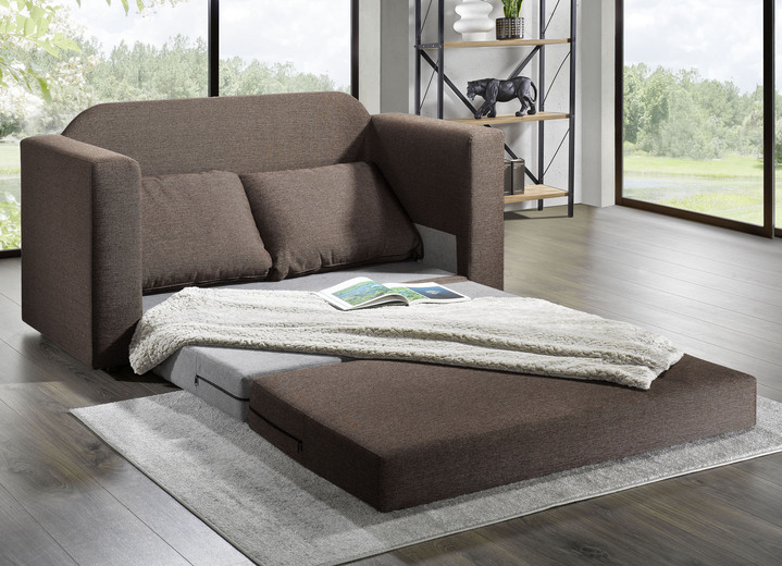 Schlafsofas - Schlafsofa mit 2 großen, weichen Rückenkissen Ansicht 2 Schlafsofas - Schlafsofa mit 2 großen, weichen Rückenkissen, in Farbe BRAUN Ansicht 2