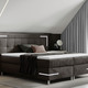 Boxspringbetten - Boxspringbett mit LED-Beleuchtung und Topper – Farbe BRAUN Boxspringbetten - Boxspringbett mit LED-Beleuchtung und Topper, in Farbe SILBER