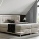 Boxspringbetten - Boxspringbett mit LED-Beleuchtung und Topper – Farbe CREME Boxspringbetten - Boxspringbett mit LED-Beleuchtung und Topper, in Farbe SILBER