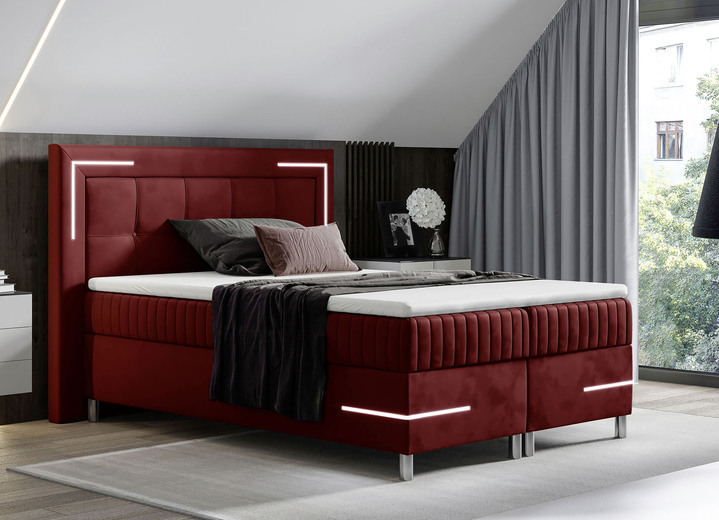 Boxspringbetten - Boxspringbett mit LED-Beleuchtung und Topper Ansicht 5 Boxspringbetten - Boxspringbett mit LED-Beleuchtung und Topper, in Farbe SILBER Ansicht 5