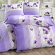 Bettwäschegarnituren - Bettwäsche-Garnitur aus 100% Baumwolle, in Größe 111 (40/80 cm + 135/200 cm) bis 412 (2x80/80 cm + 2x135/200 cm), in Farbe FLIEDER