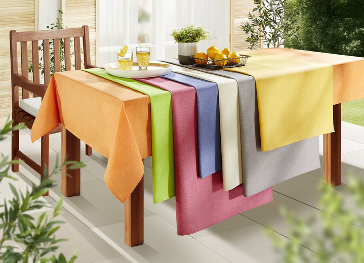 Gartentischdecken - Tischdecke oder Sitzkissen für den Innen- und Außenbereich mit Fleckschutz-Ausrüstung, in Größe 105 (Läufer, 40/140 cm) bis 450 (Sitzkissen, 40/40/7 cm), in Farbe BLAU Ansicht 1