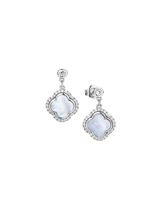 Ohrschmuck - Kleeblatt-Ohrstecker aus Silber und Perlmutt, in Farbe  Ansicht 2