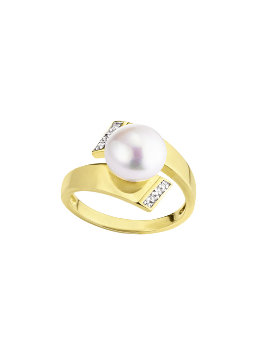 Ringe - Damenring mit Süsswasser-Zuchtperlen und synth. Zirkonia Ansicht 2 Ringe - Damenring mit Süsswasser-Zuchtperlen und synth. Zirkonia, in Größe 160 bis 220, in Farbe  Ansicht 2