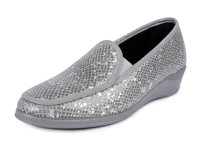 Slipper & Schnürschuhe - Mokassin in eleganter Kroko-Optik, in Größe 036 bis 042, in Farbe MARINE Ansicht 3
