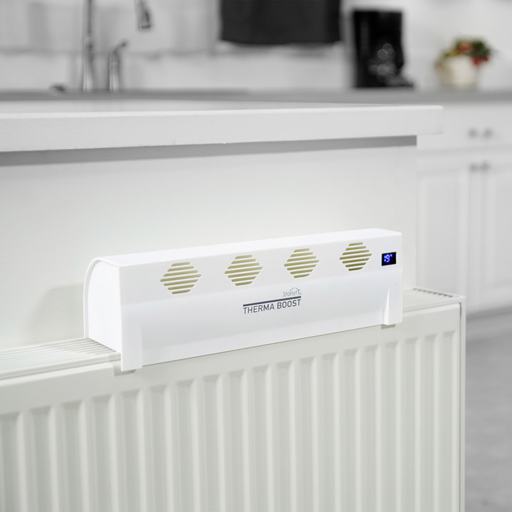 Wohlbefinden - Kompakter, akkubetriebener Heizungsventilator, in Farbe WEISS Ansicht 2