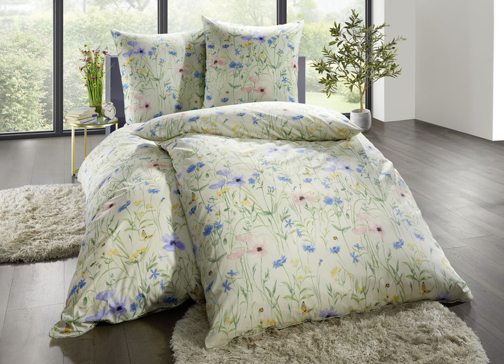 Bettwäschegarnituren - Beidseitig bedruckte Bettwäsche-Garnitur mit Reißverschluss, in Größe 111 (40/80 cm + 135/200 cm) bis 412 (4-teiliges Sparset, 2x 80/80 cm + 2x 135/200 cm), in Farbe CREME Ansicht 4