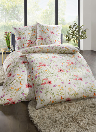 Bettwäschegarnituren - Beidseitig bedruckte Bettwäsche-Garnitur mit Reißverschluss, in Größe 111 (40/80 cm + 135/200 cm) bis 412 (4-teiliges Sparset, 2x 80/80 cm + 2x 135/200 cm), in Farbe CREME